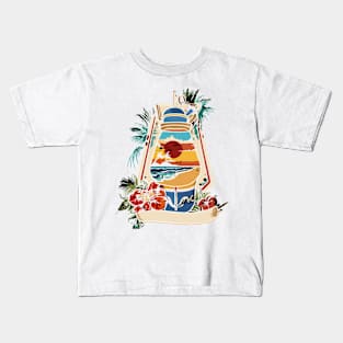 Palm Trees and Waves design Kids T-Shirt